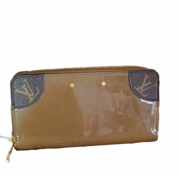 LOUIS VUITTON Monogram Zippy Venice Long Wallet Khaki Vernis Authentic - Picture 1 of 16